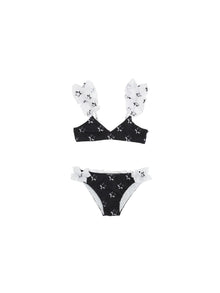 Girls | Stretch Bikini With Star Print | White/Black