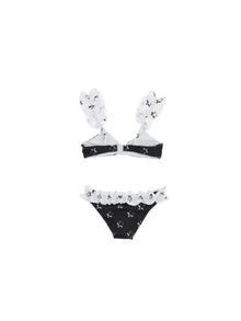 Girls | Stretch Bikini With Star Print | White/Black