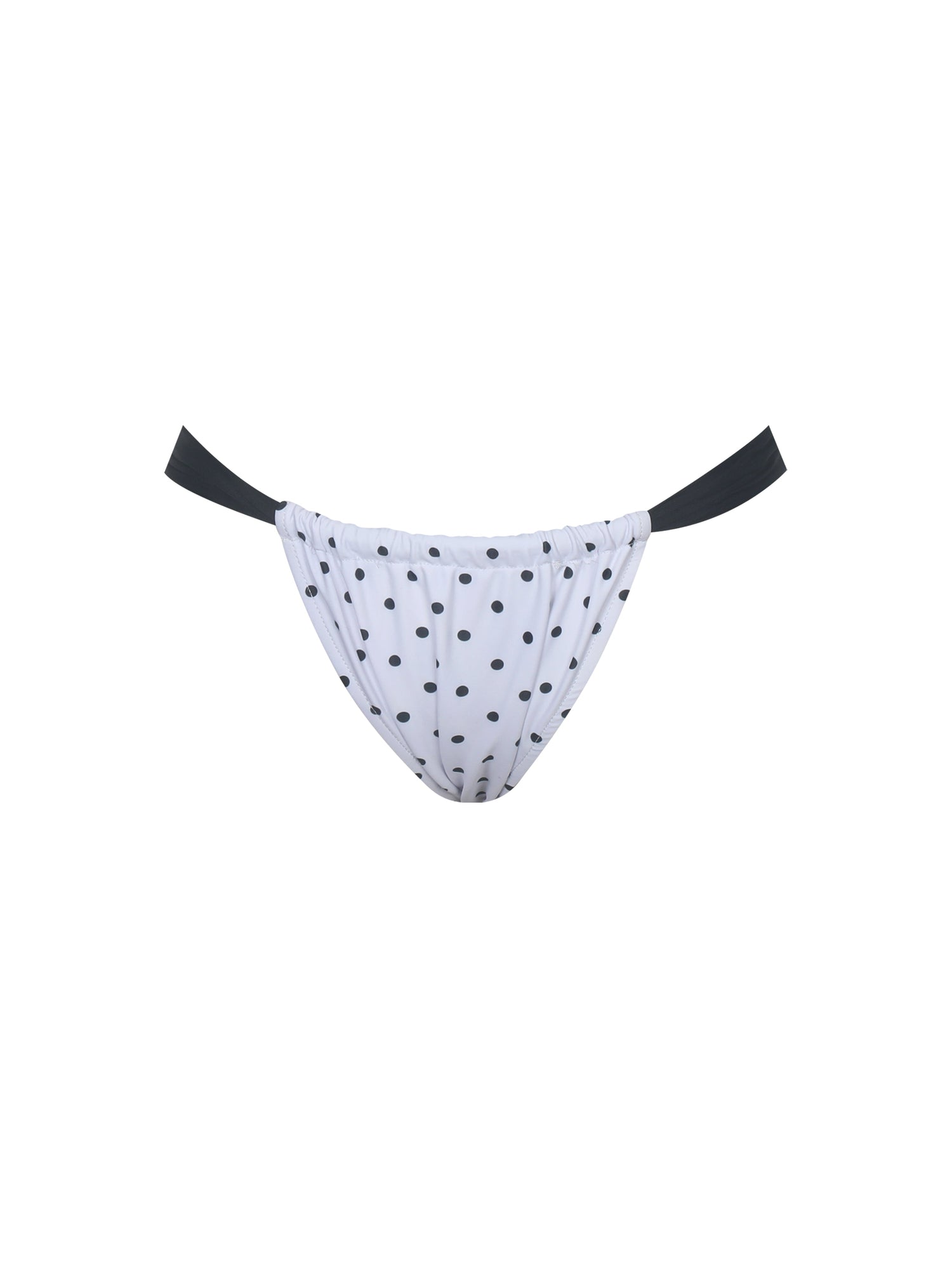 Oliveah Polka Dot Ruched Lacing Bikini Bottom | Black