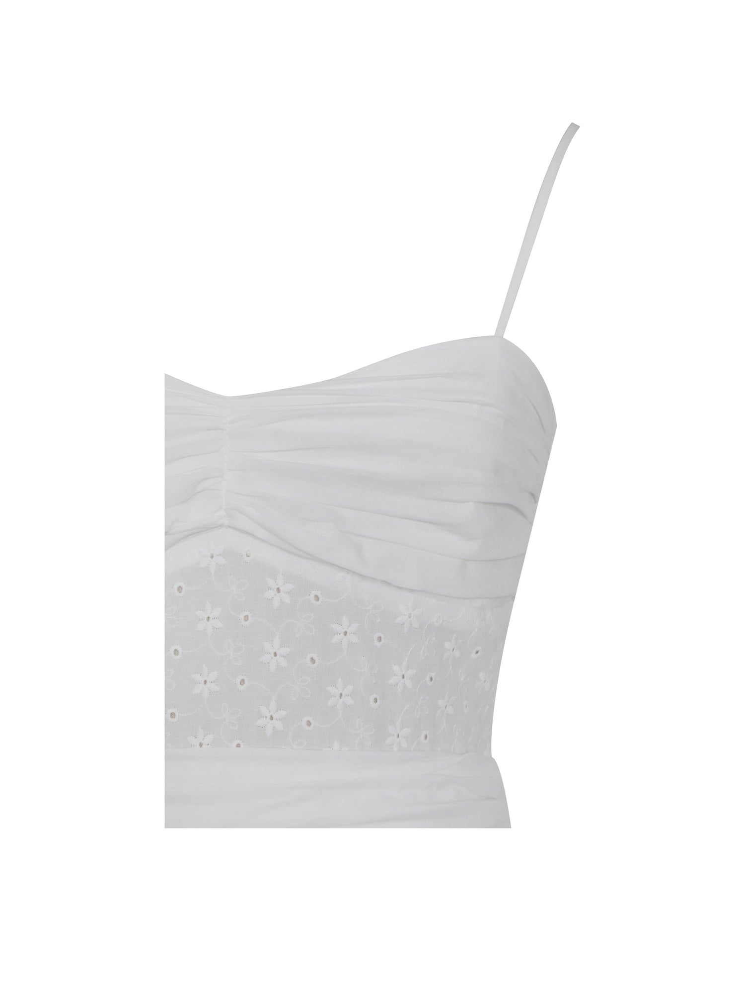 Maelis Cotton Eyelet Drop Waist Midi Dress | White