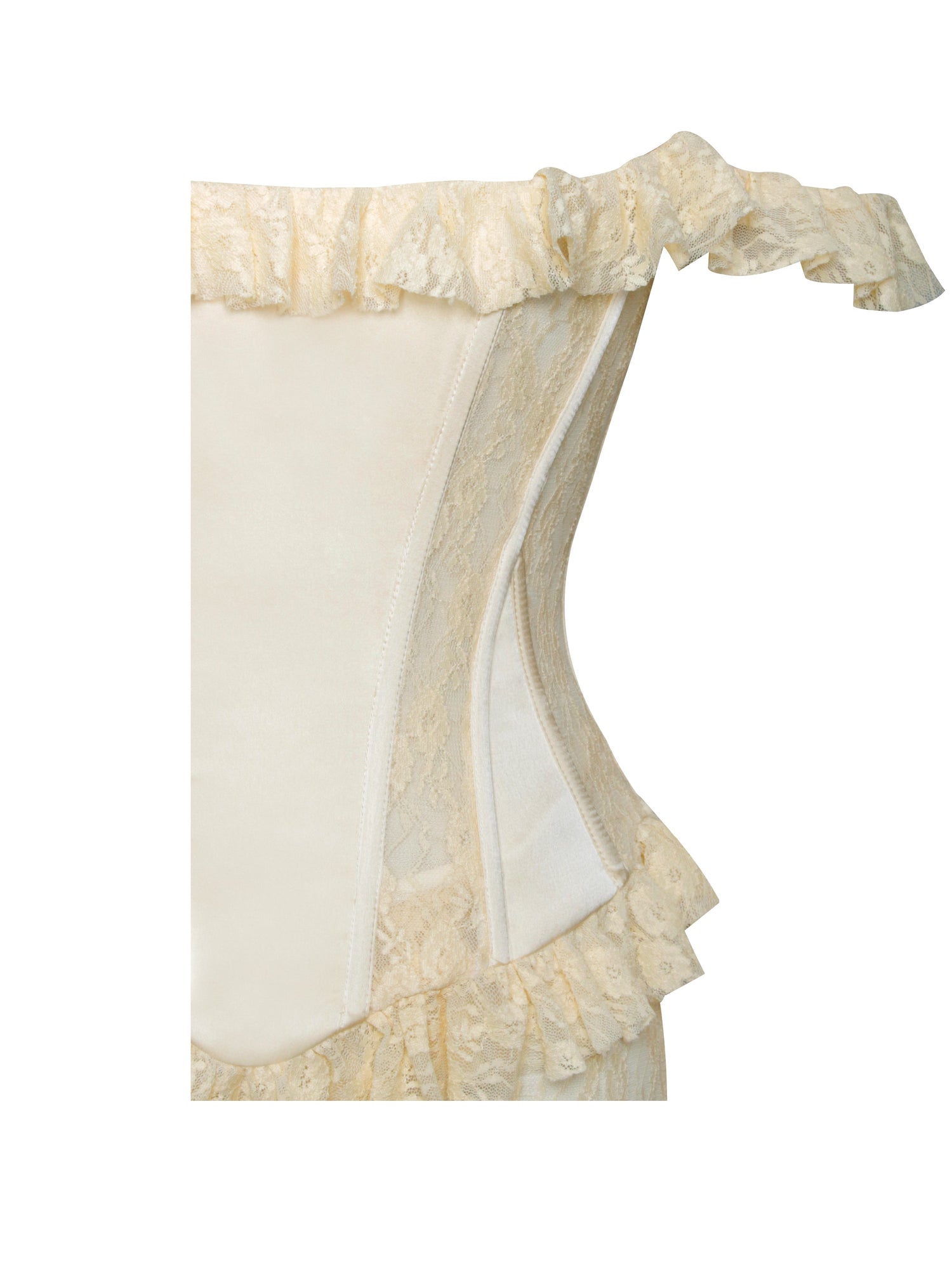 Ersilia Satin Lace Peplum Corset Off Shoulder Maxi Dress | Pale Yellow