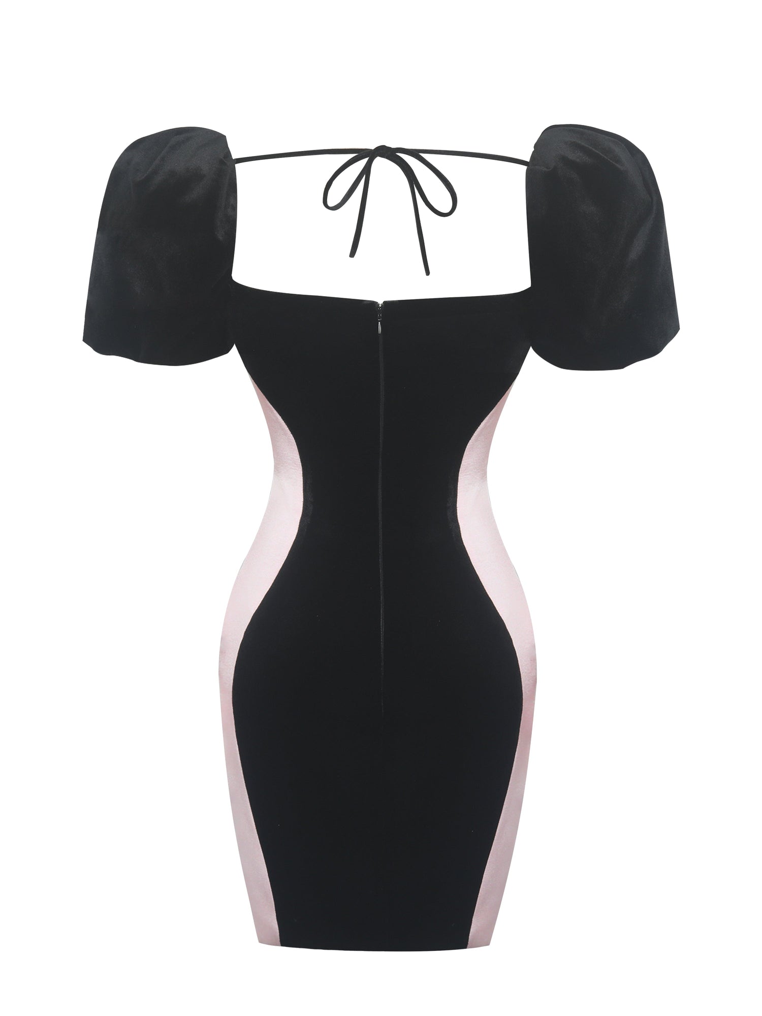 Nova Contoured Sweetheart Puff Sleeve Mini Dress | Black