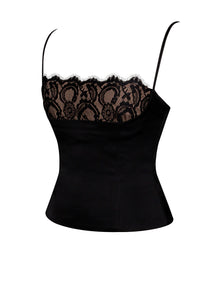 Padma Satin Lace Bustier Corset Top | Black