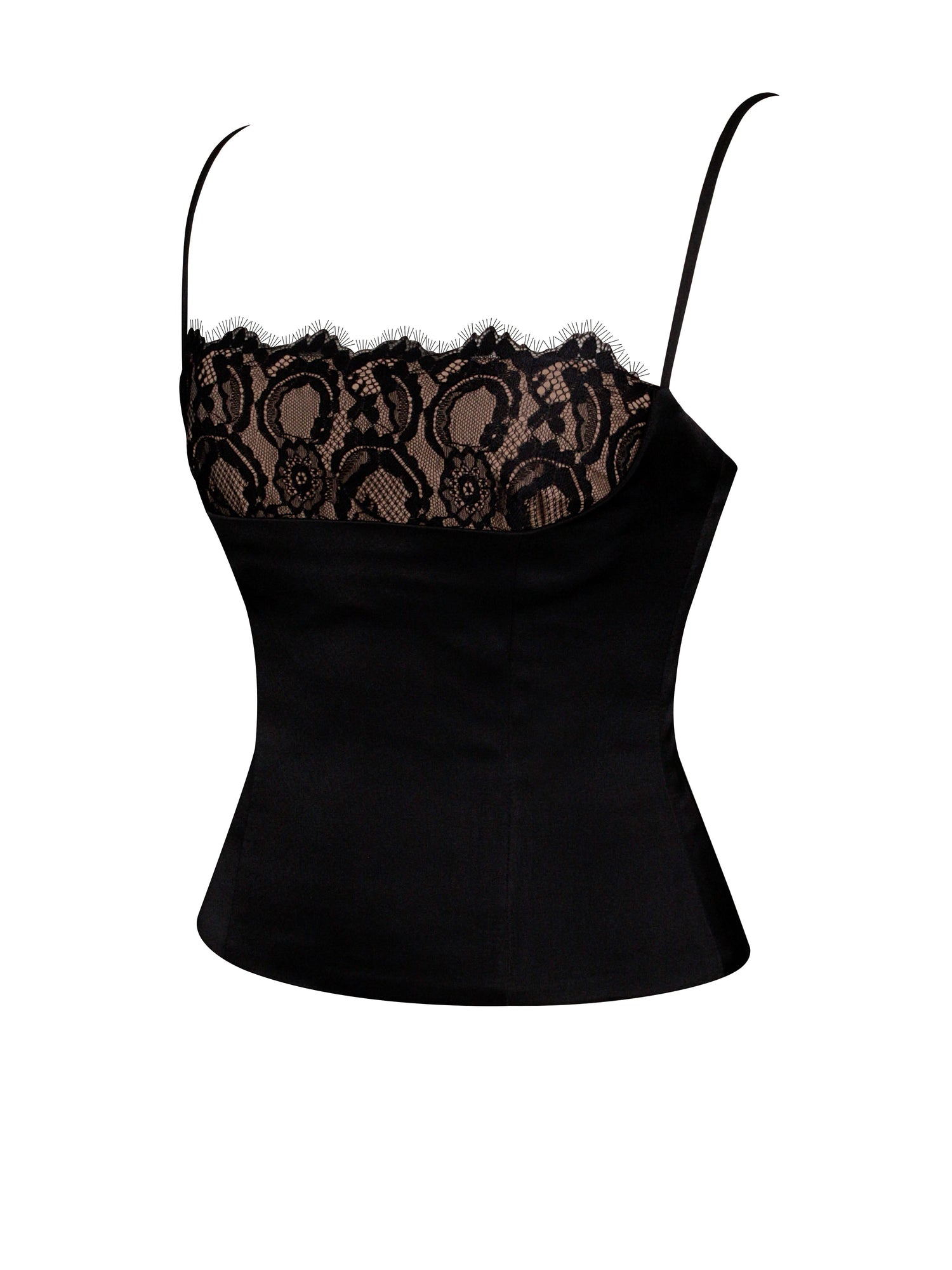 Padma Satin Lace Bustier Corset Top | Black