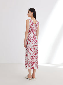 Silk Printed Dress | Red