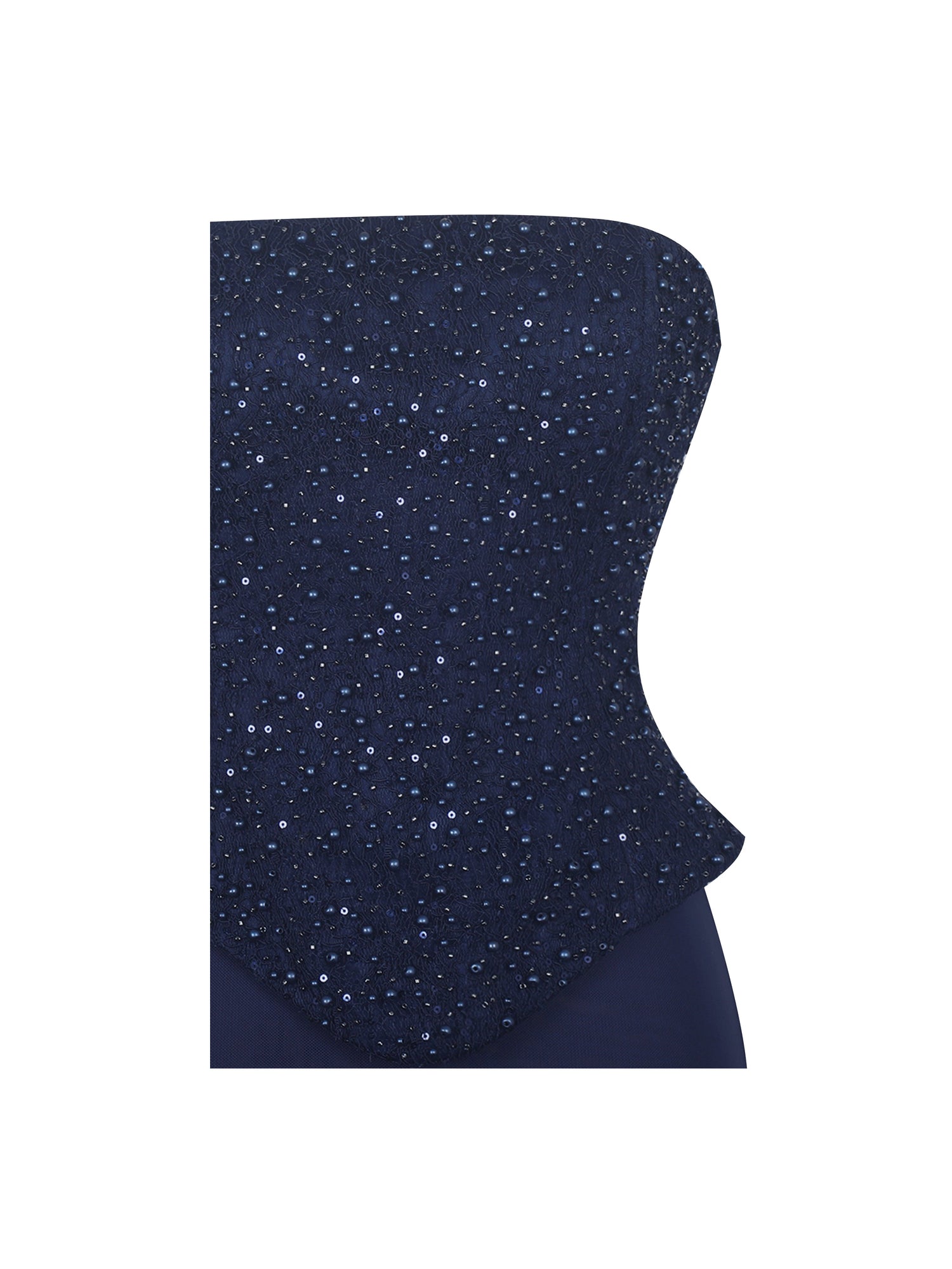 Orabelle Beaded Peplum Mermaid Maxi Gown with Lace-up Back | Navy