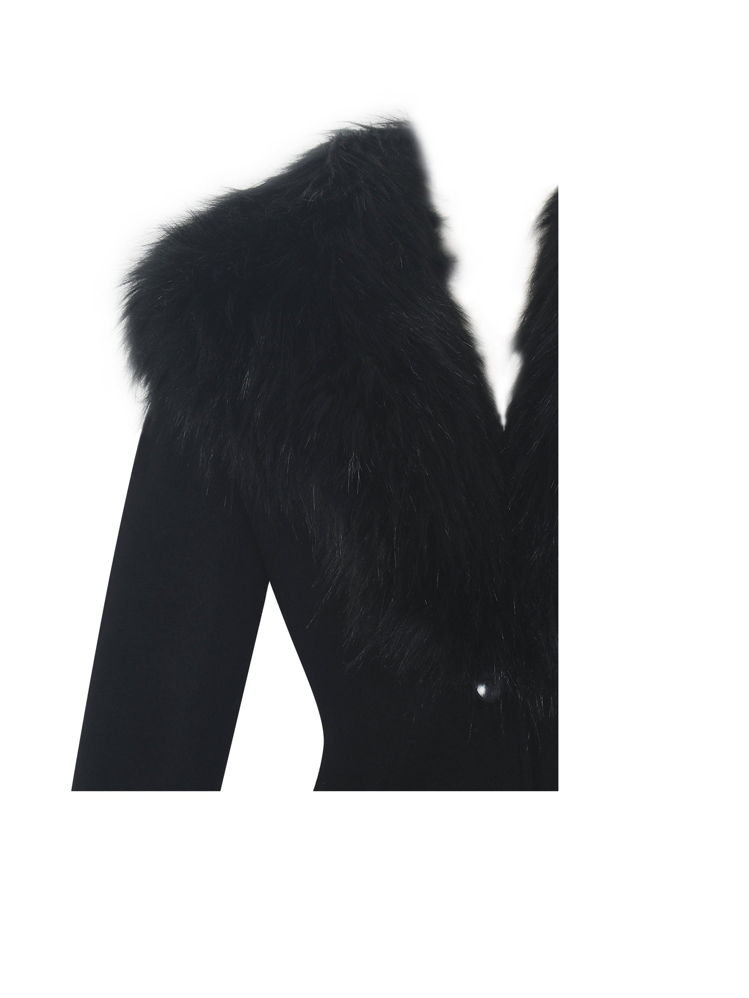 Hailee Single Breasted Wool Blend Mini Coat with Removable Fur Lapel | Black