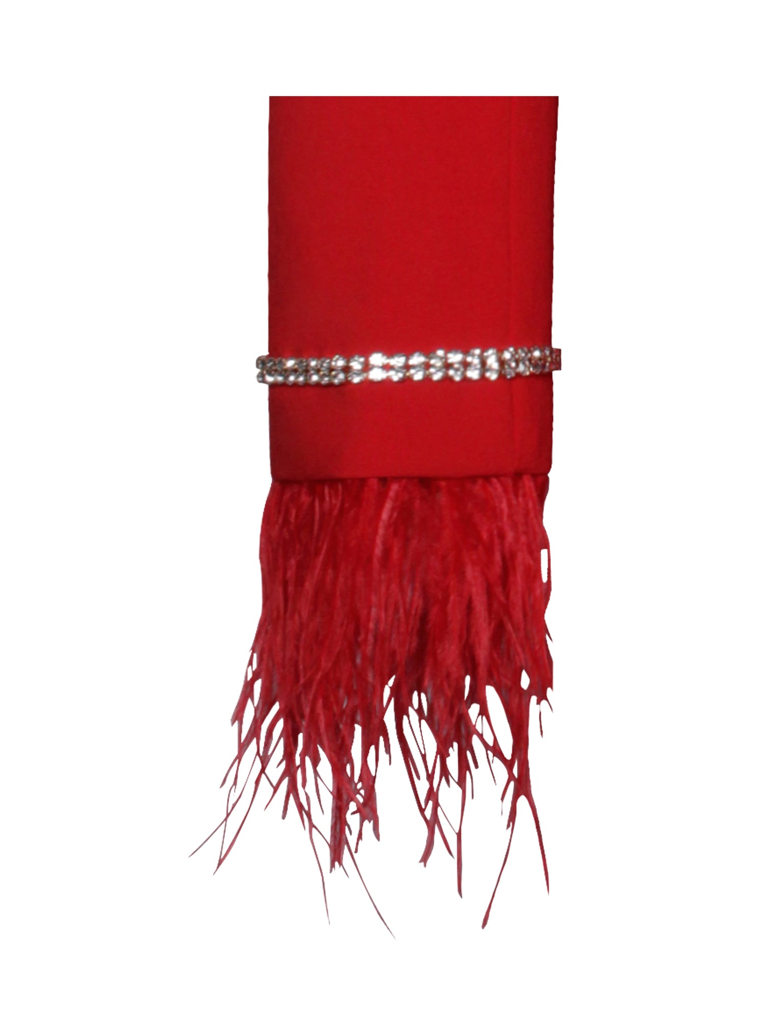 Quilla Feather Crystal Sleeve Backless Blazer Dress | Red