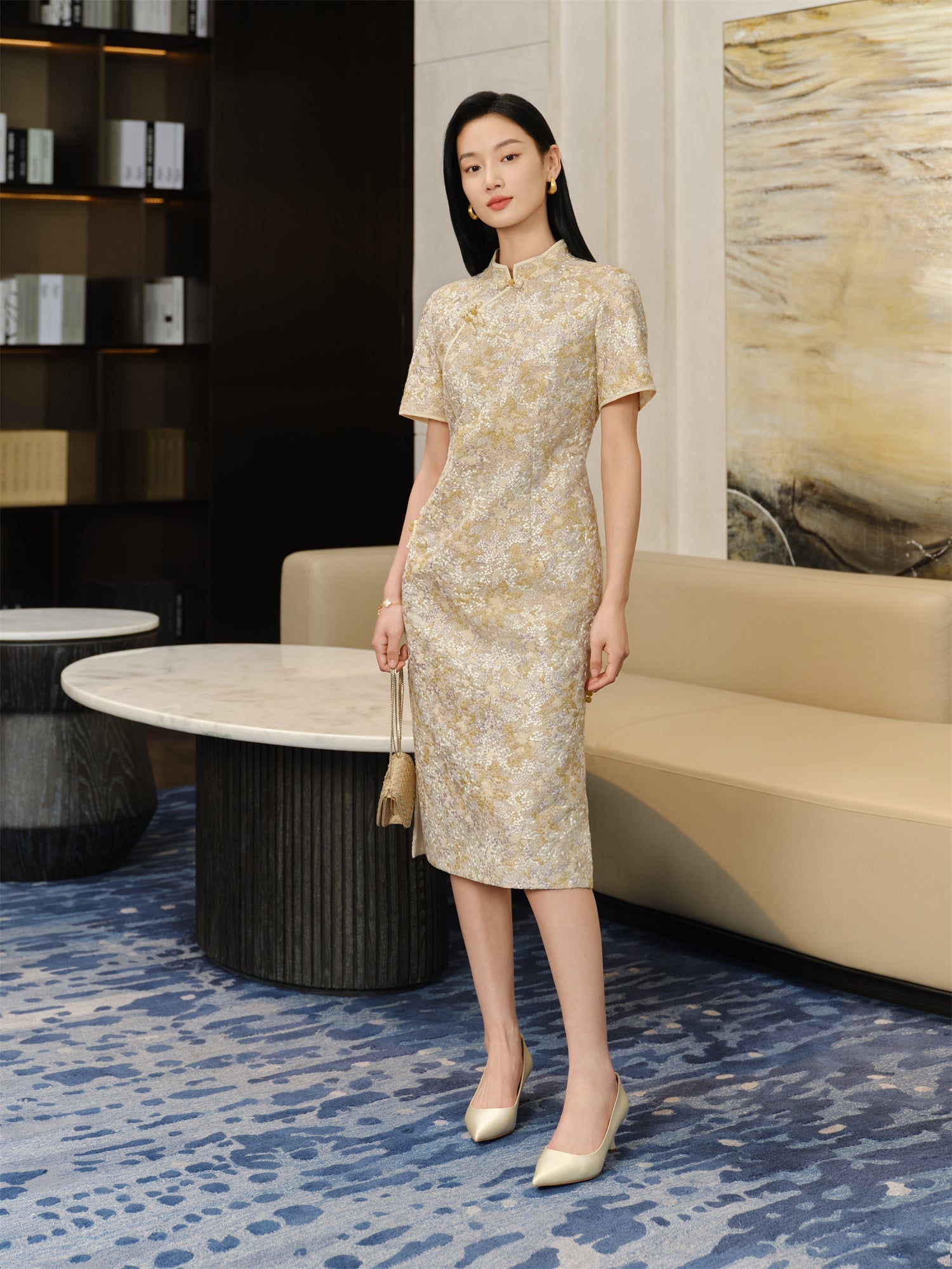 National Style Qipao Dress | Beige