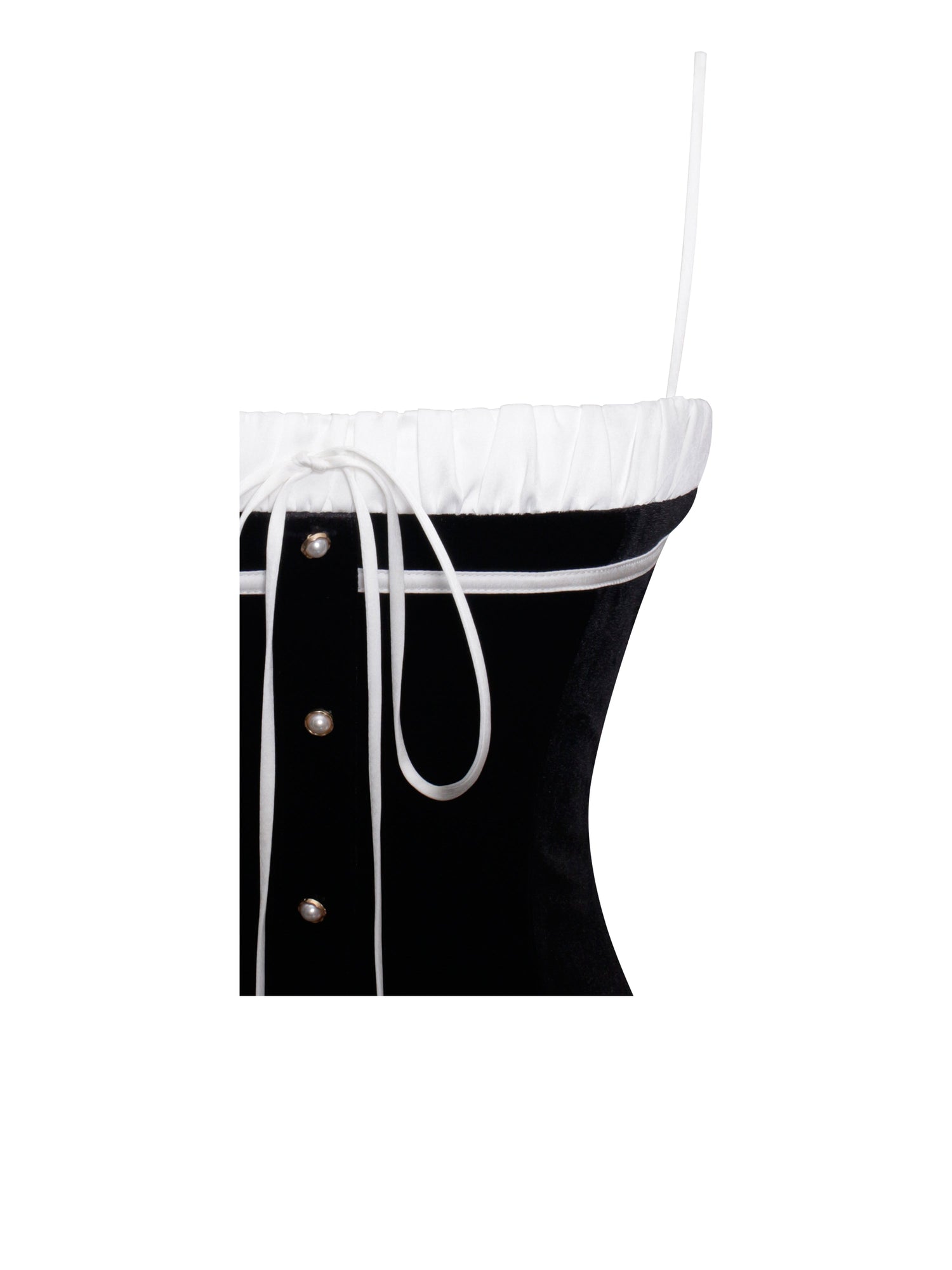 Olya Velvet A-Line Corset Mini Dress | Black and White