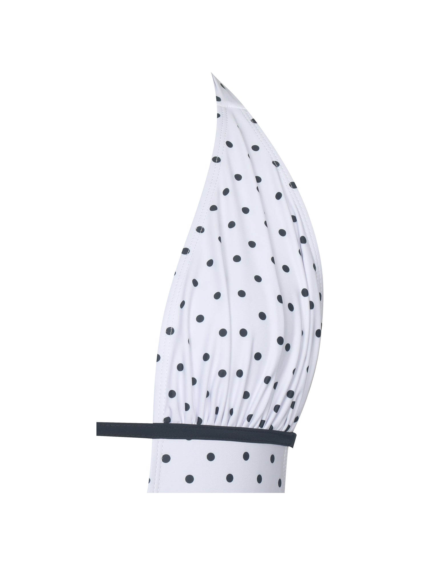 Olive Base Polka Dot Ruched Halter Backless Swimsuit | White