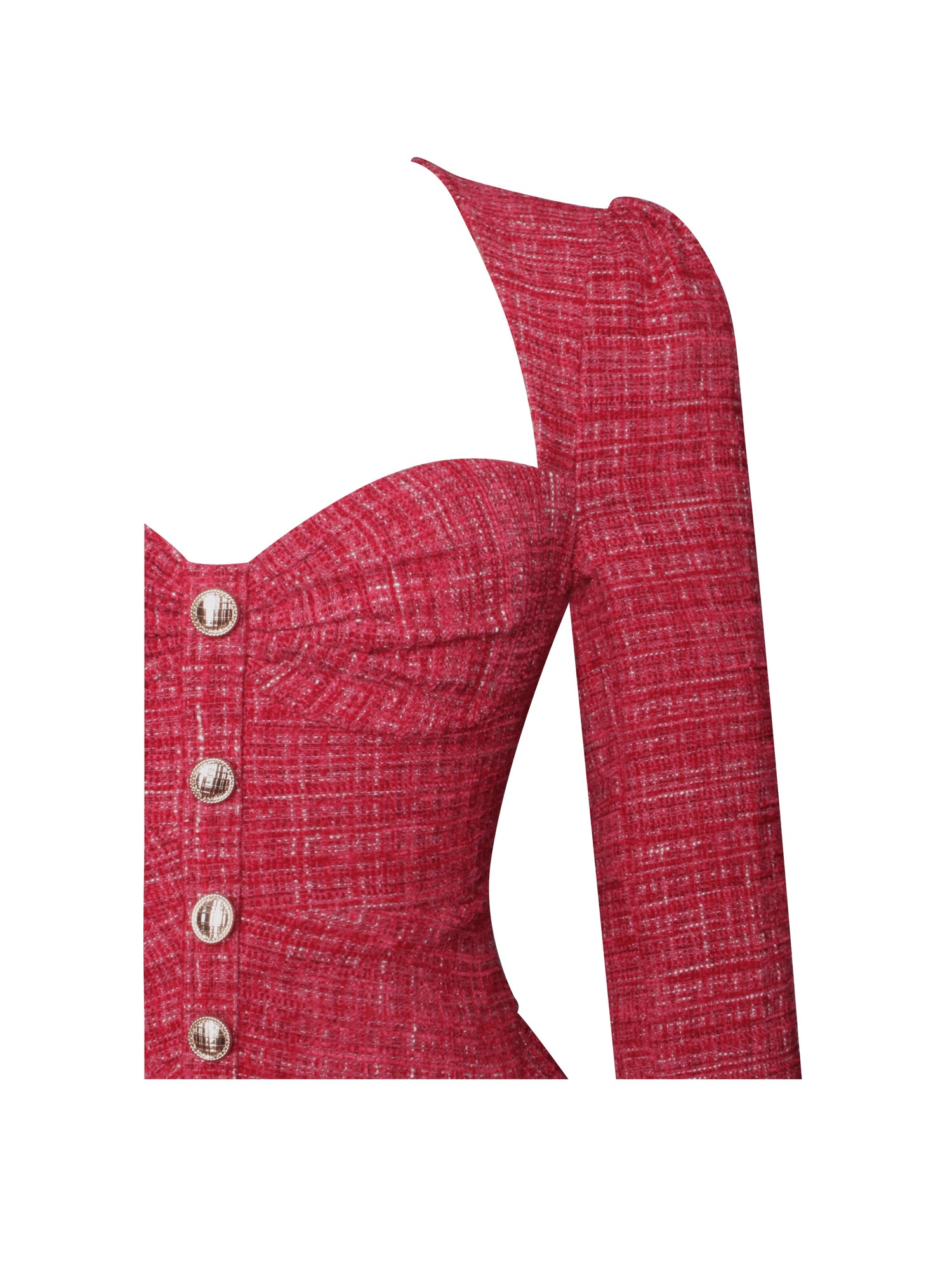 Tae Tweed Long Sleeve Drop Waist Mini Dress | Red