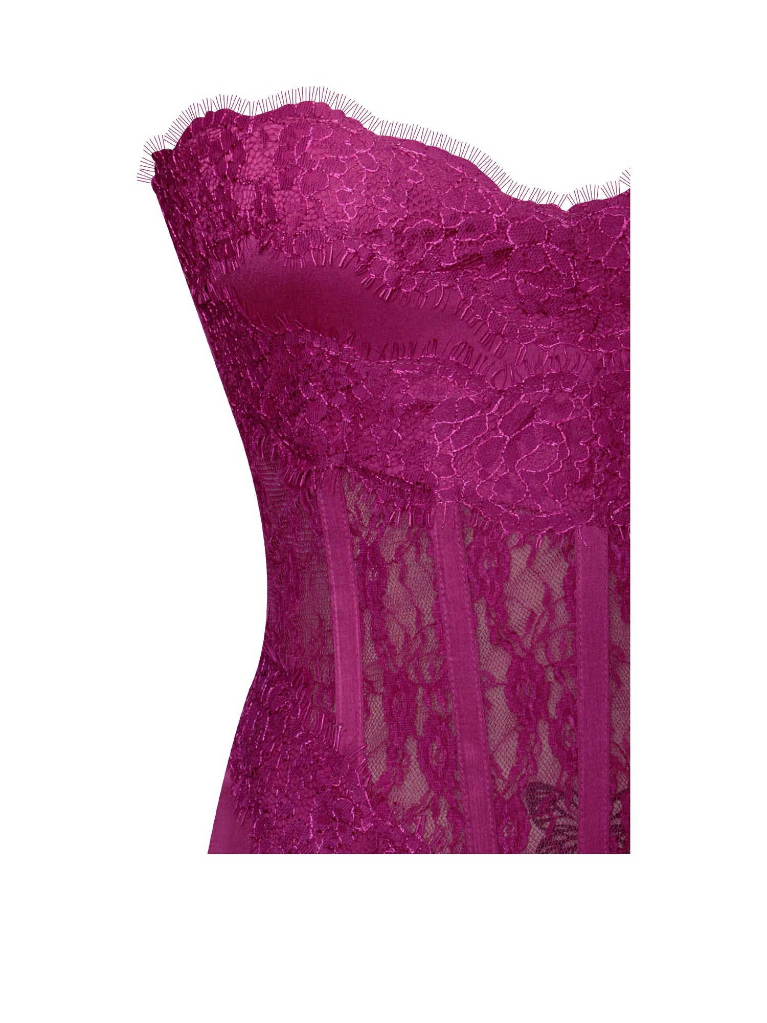Everleigh Lace Satin Corset Maxi Dress | Fuchsia