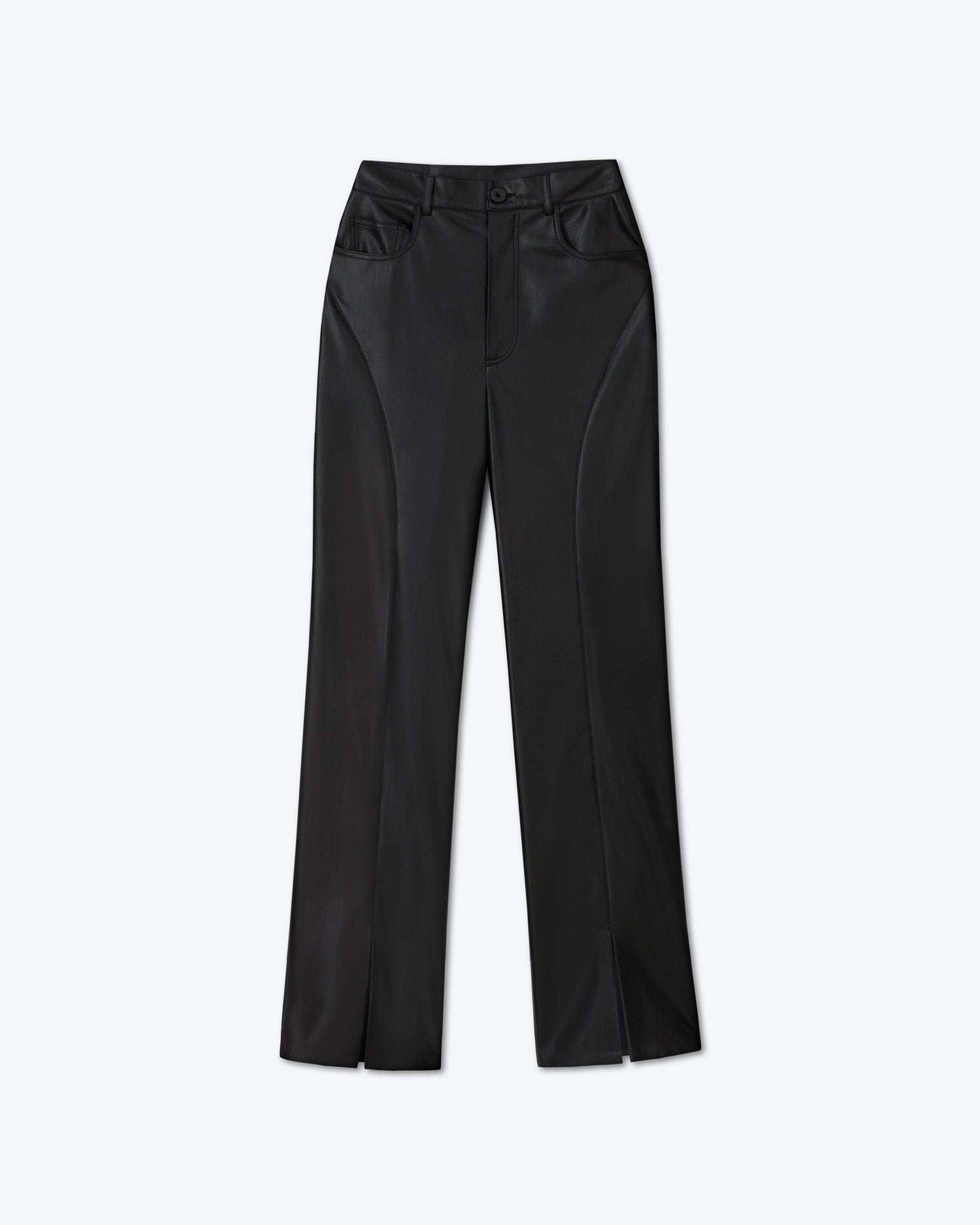 Basha Okobor Alt-Leather Split Hem Trousers | Black