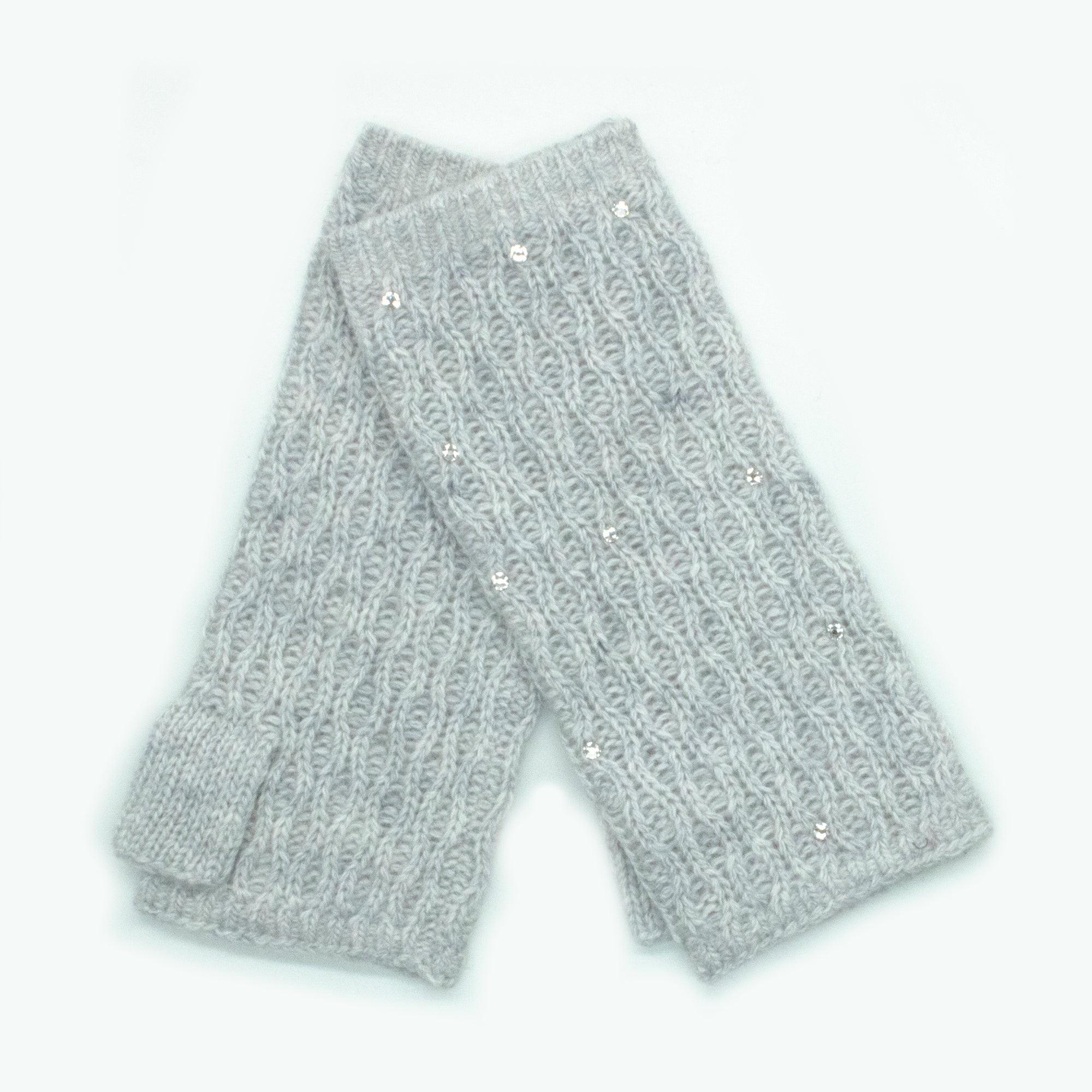 Womens | Arm Warmers with Crystals | Silver