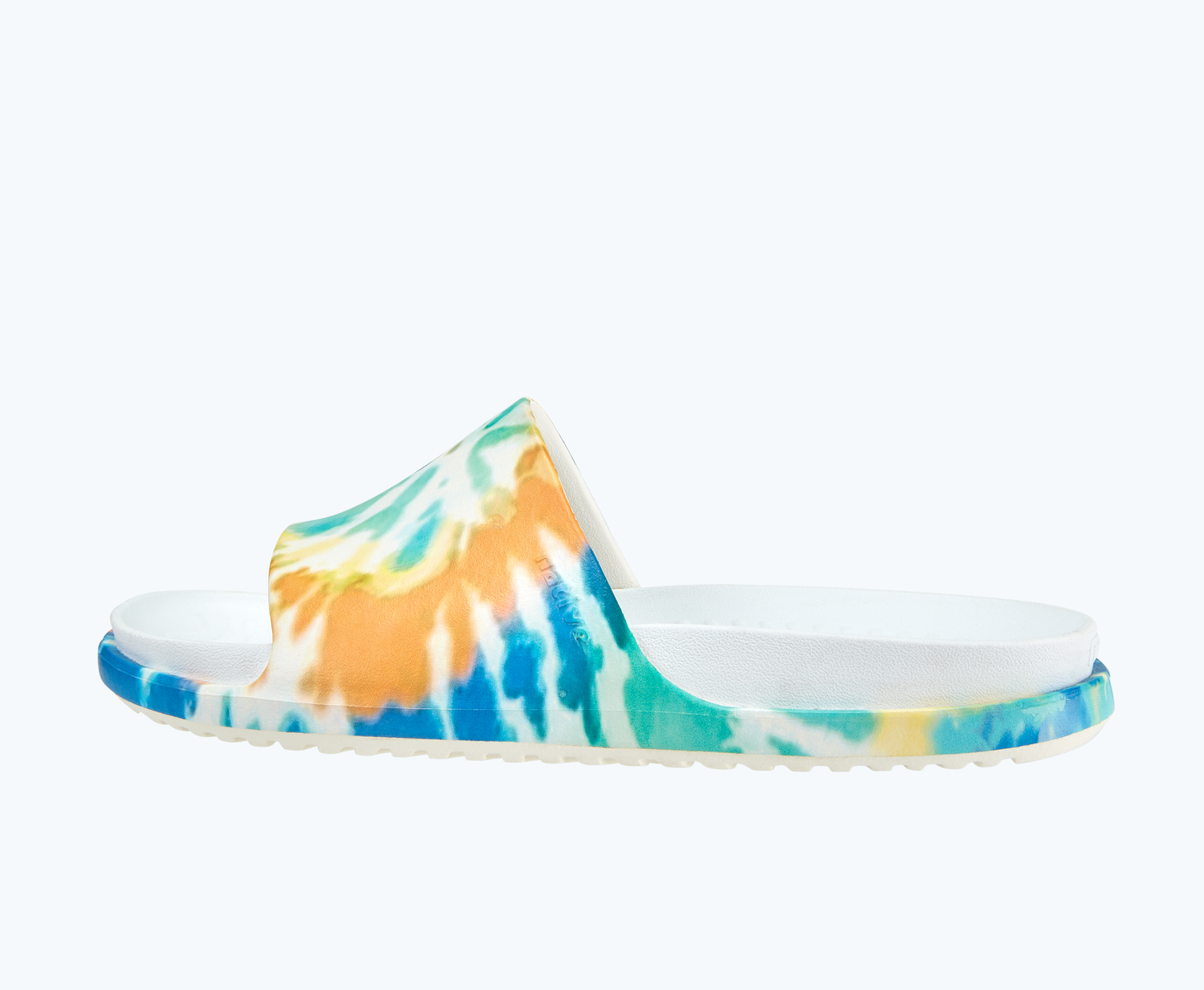 Side view of a Native Shoes Adults Spencer Lx Print | Shell White/ Shell White/ Orange Tie Dye Footwear