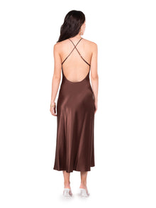 Coco Open Back Cross Strap Midi Slip Dress | Coco