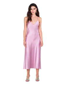 Lilac Open Back Cross Strap Midi Slip Dress | Lilac