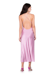 Lilac Open Back Cross Strap Midi Slip Dress | Lilac