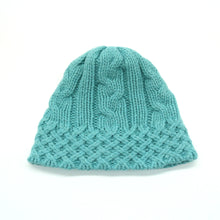Womens | Chunky Beanie In Cables Design | Blue Atoll