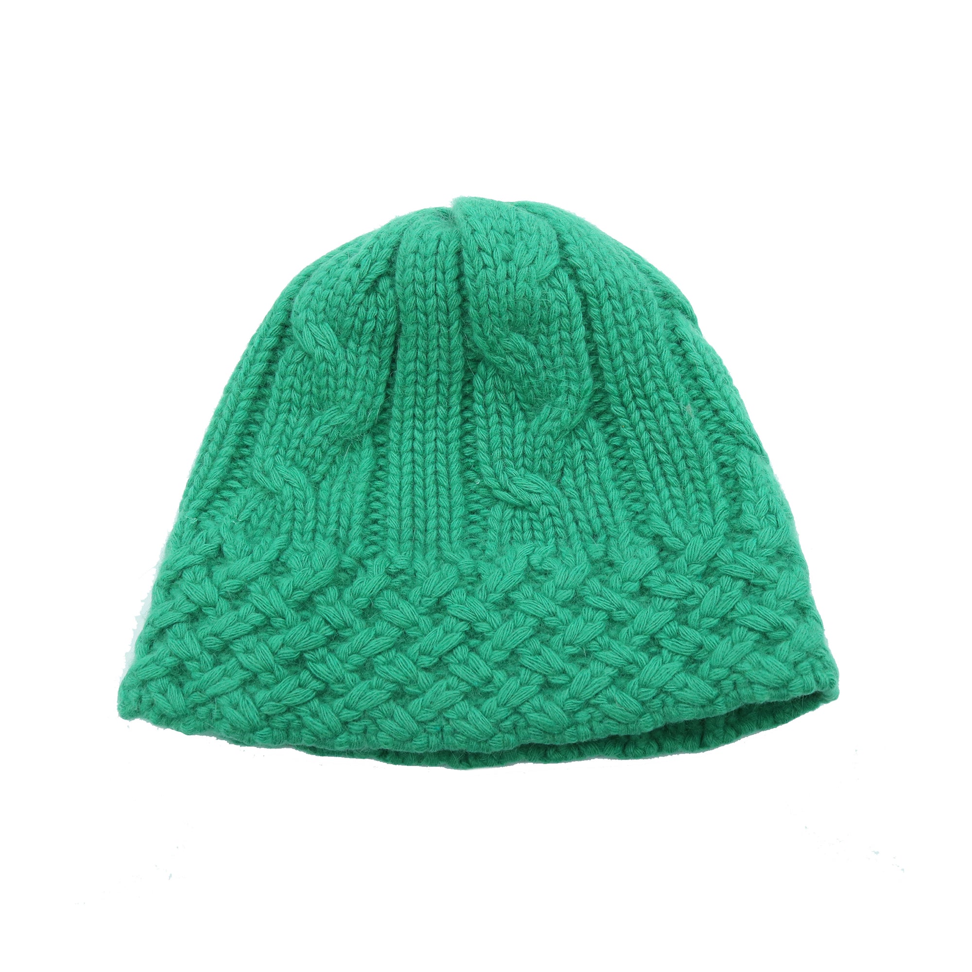 Womens | Chunky Beanie In Cables Design | Grass