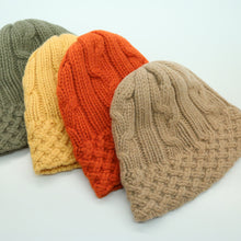 Womens | Chunky Beanie In Cables Design | Honey Mustard