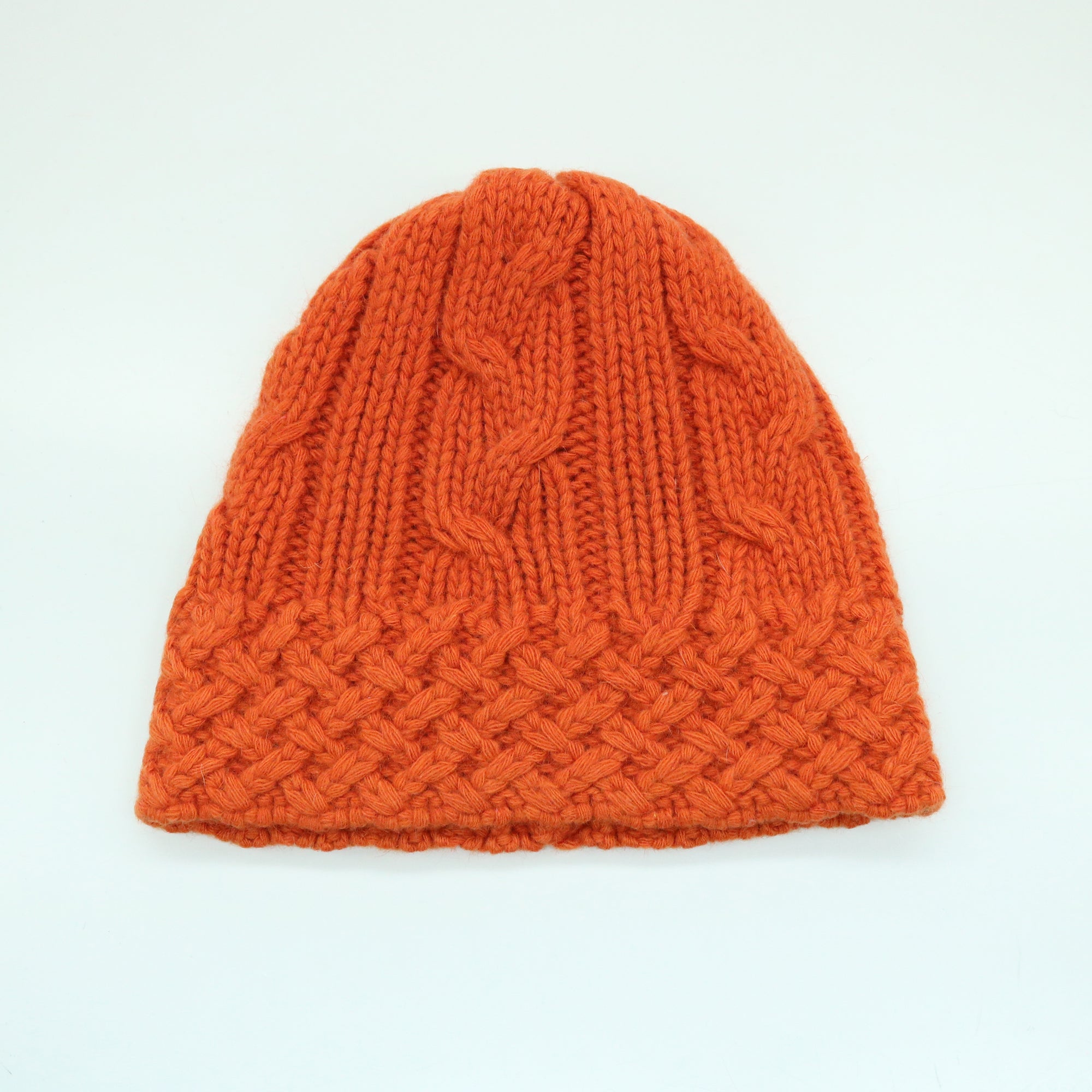 Womens | Chunky Beanie In Cables Design | Orange