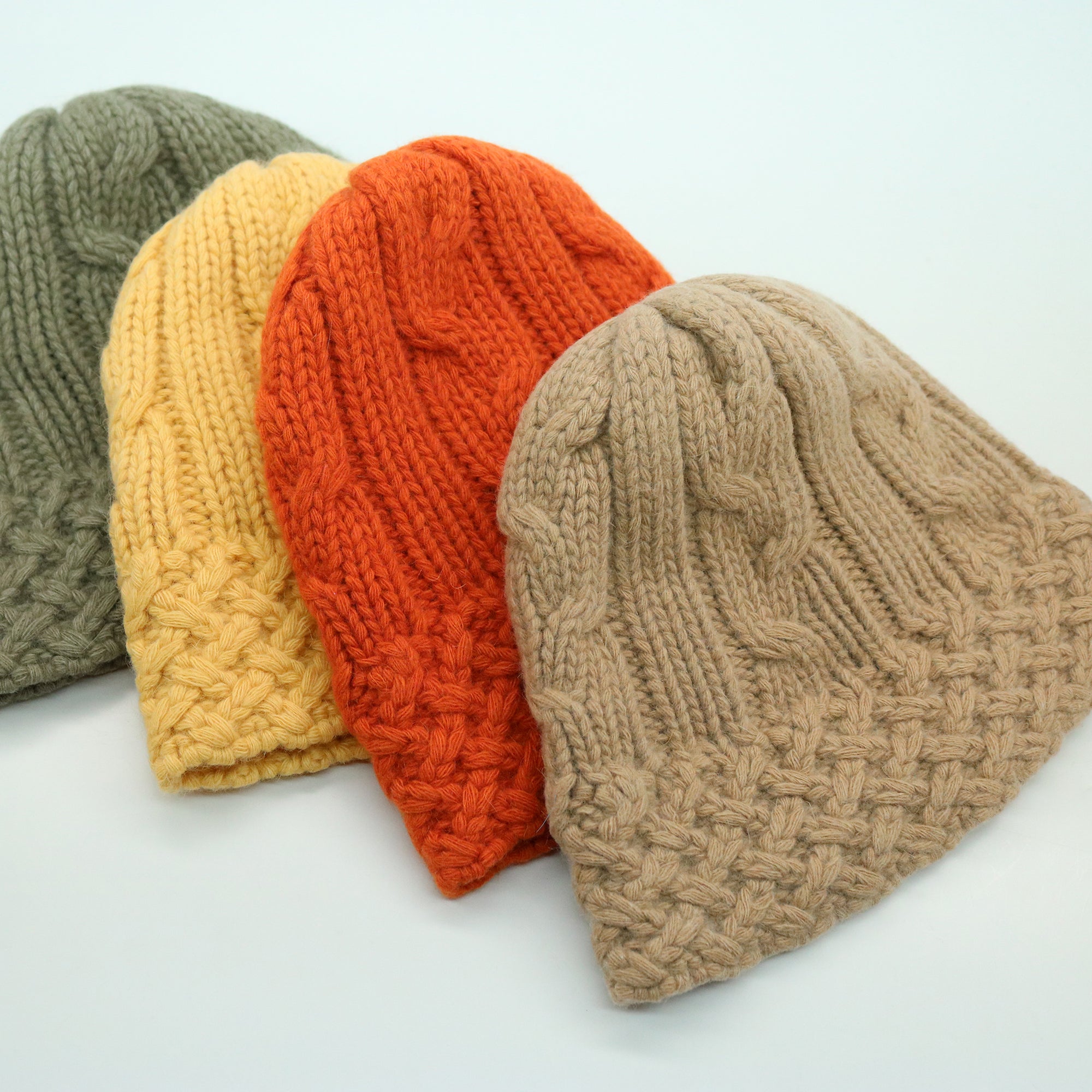 Womens | Chunky Beanie In Cables Design | Orange