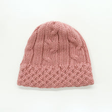 Womens | Chunky Beanie In Cables Design | Mauve Glow