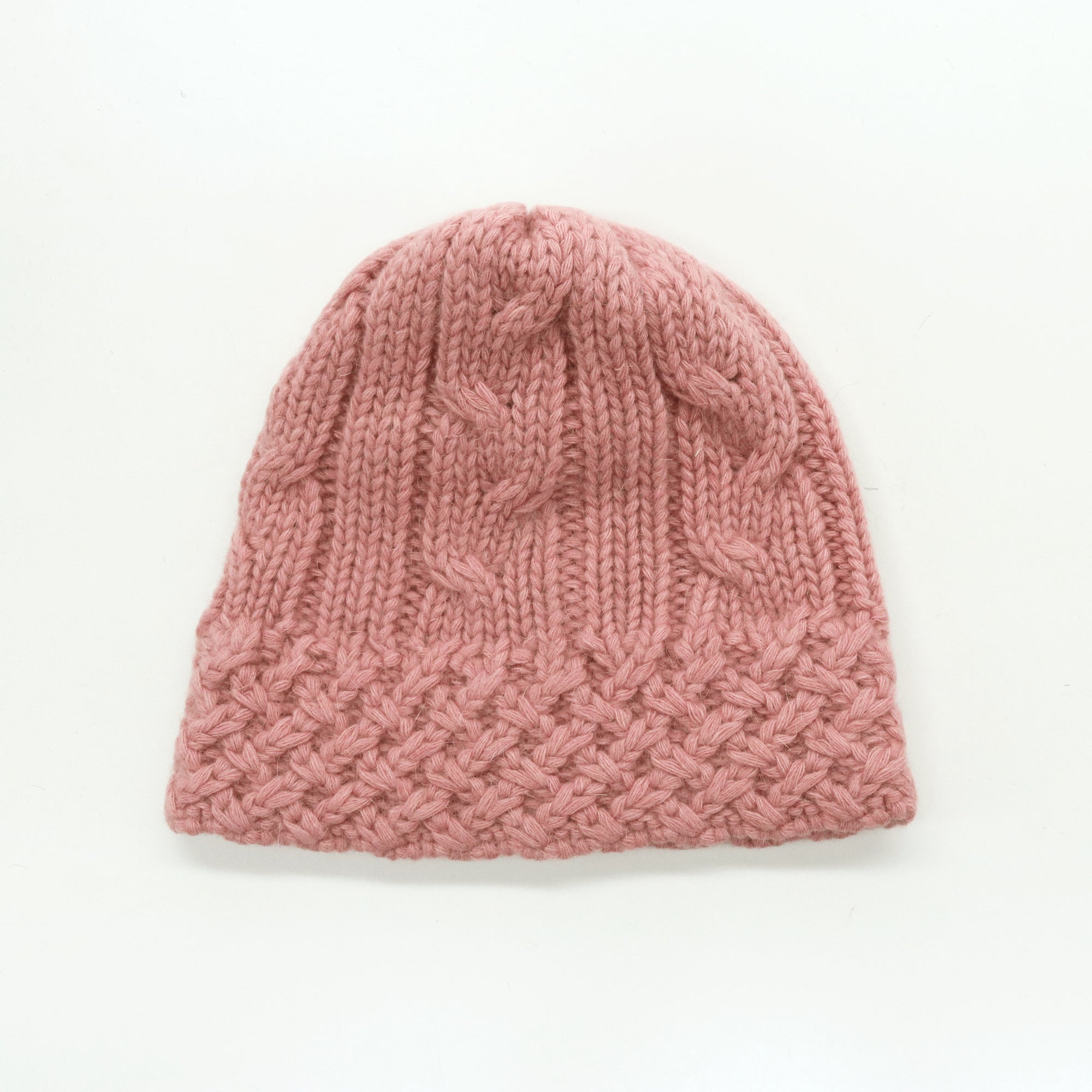 Womens | Chunky Beanie In Cables Design | Mauve Glow