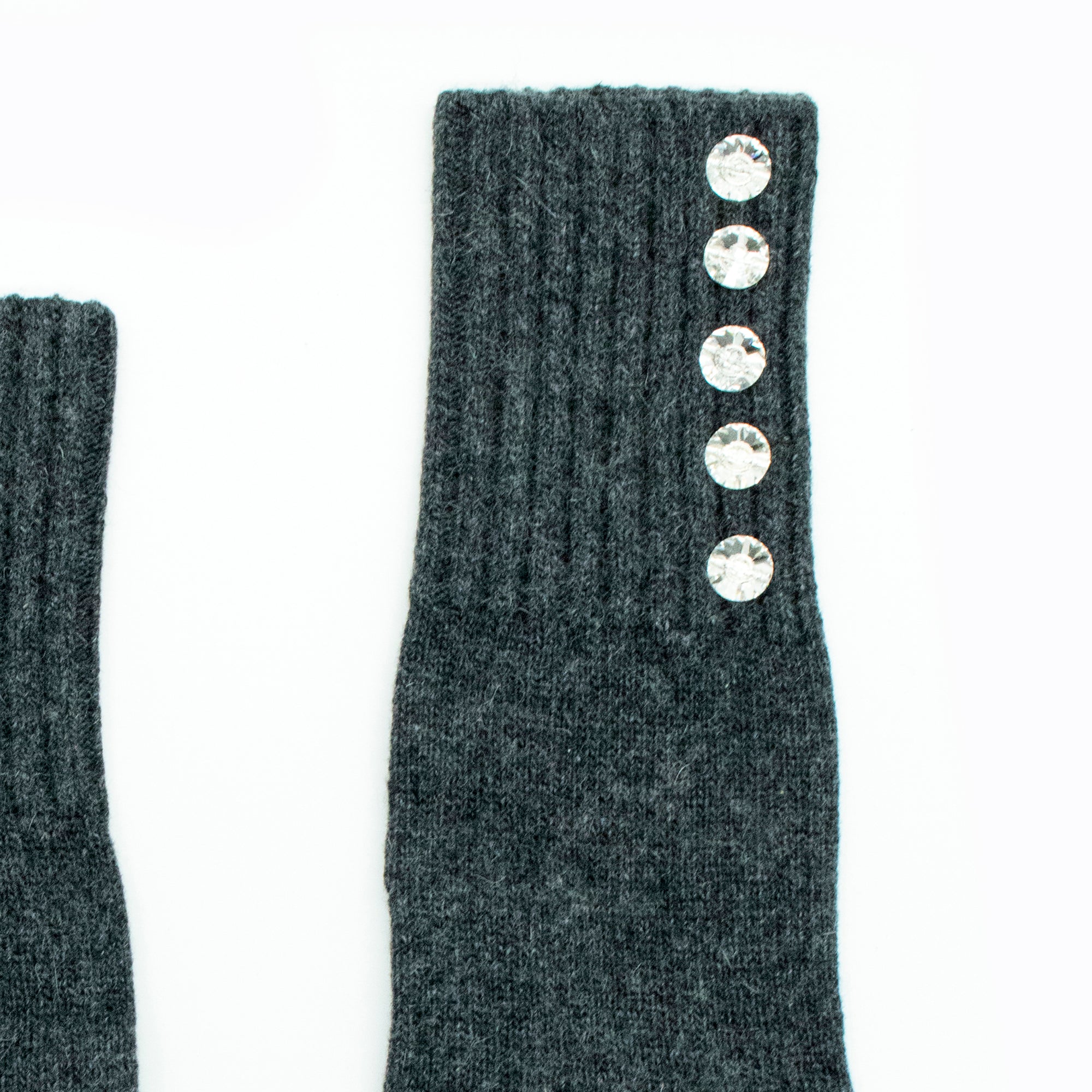 Womens | Gloves with Crystal Stones | Charcoal