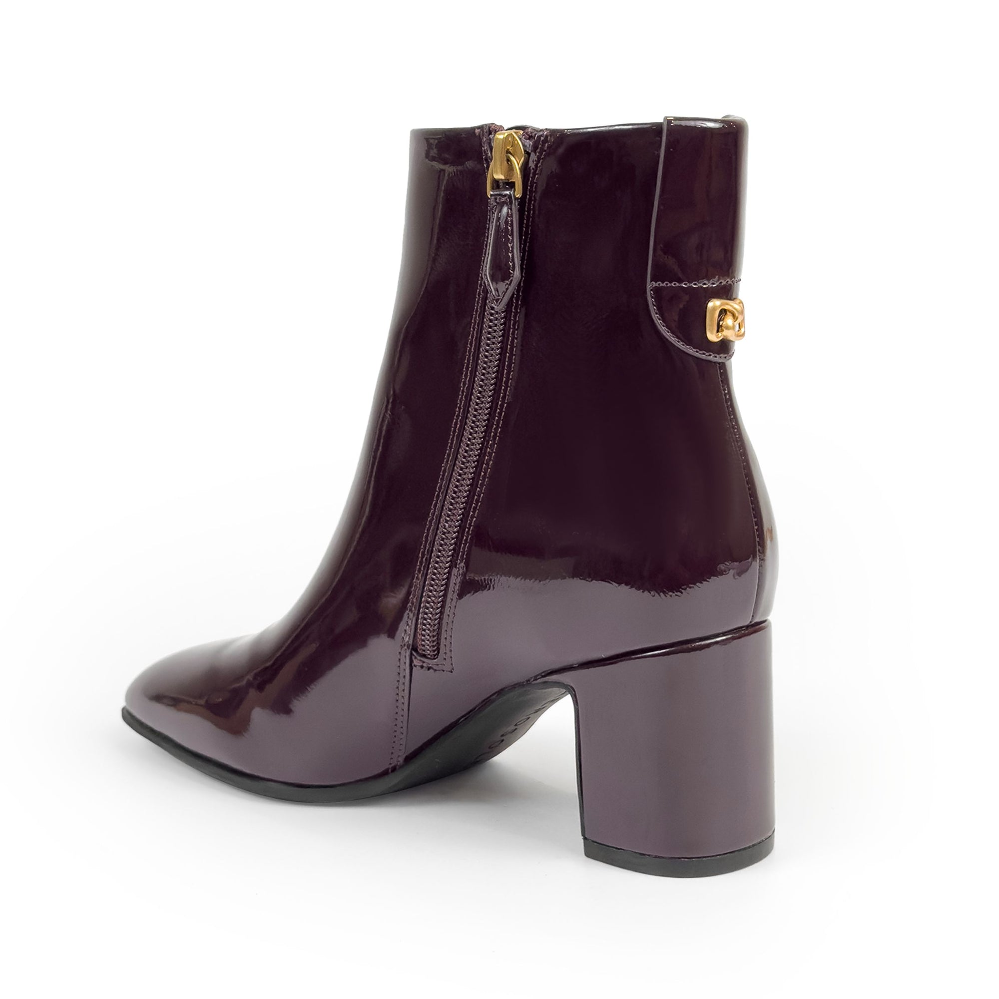 Mari | Fig Crinkle Patent Faux Leather