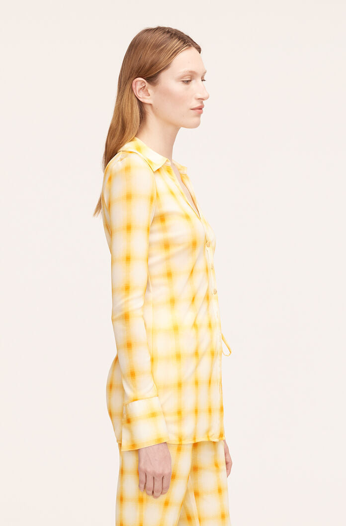 Ombre Plaid Mesh Button Down Shirt | Ombre Plaid Zinnia Combo