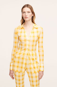 Ombre Plaid Mesh Button Down Shirt | Ombre Plaid Zinnia Combo