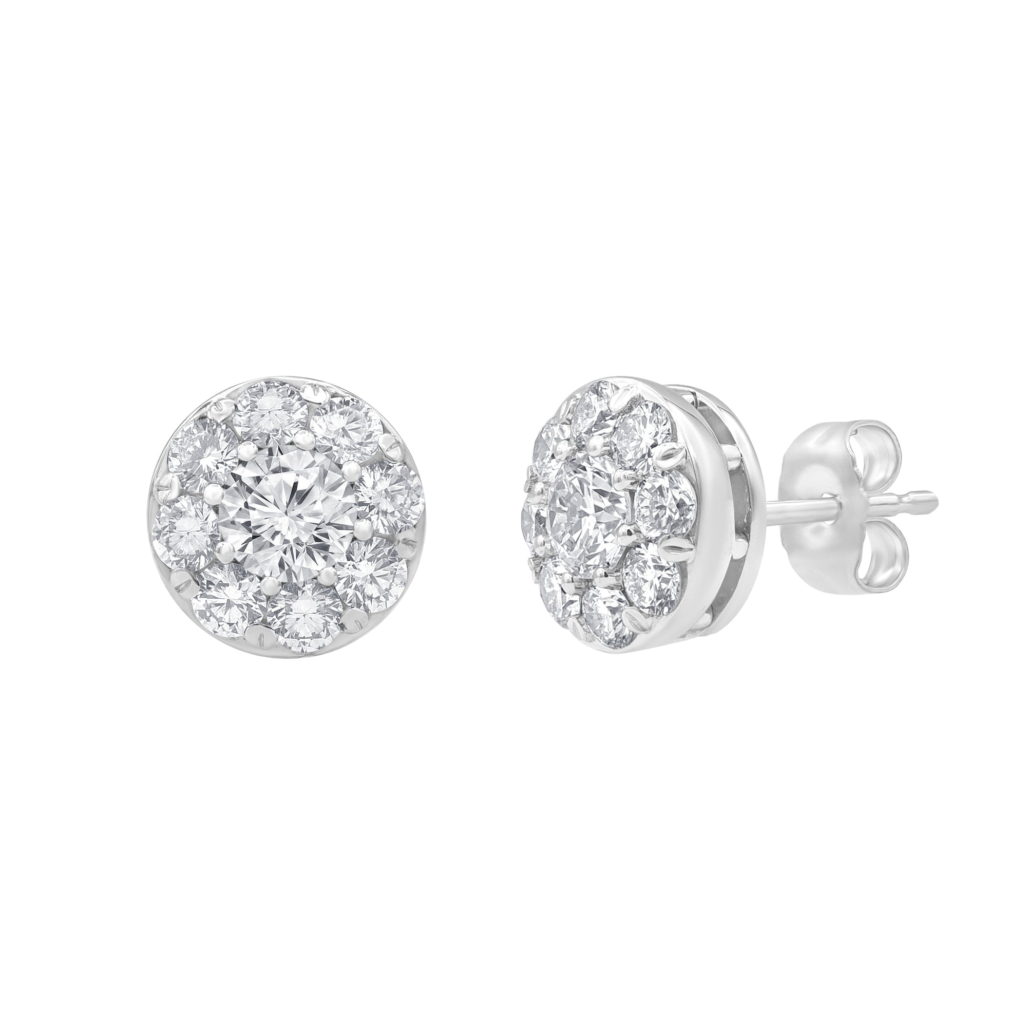 1.50 CT Round Natural Diamond | Studs Earrings | 14K White Gold | H Color | VS-I Clarity