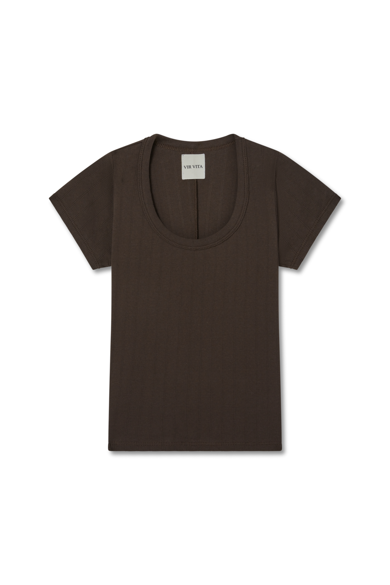 Pointelle Scoop Tee | Espresso