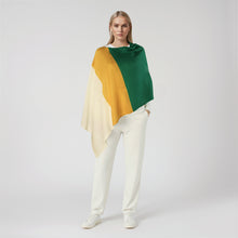 Womens | Cashmere Striped Poncho | Green/Yellow