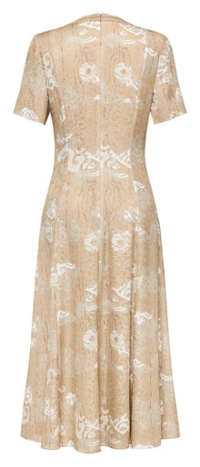 Jacquard Silk Dress | Khaki