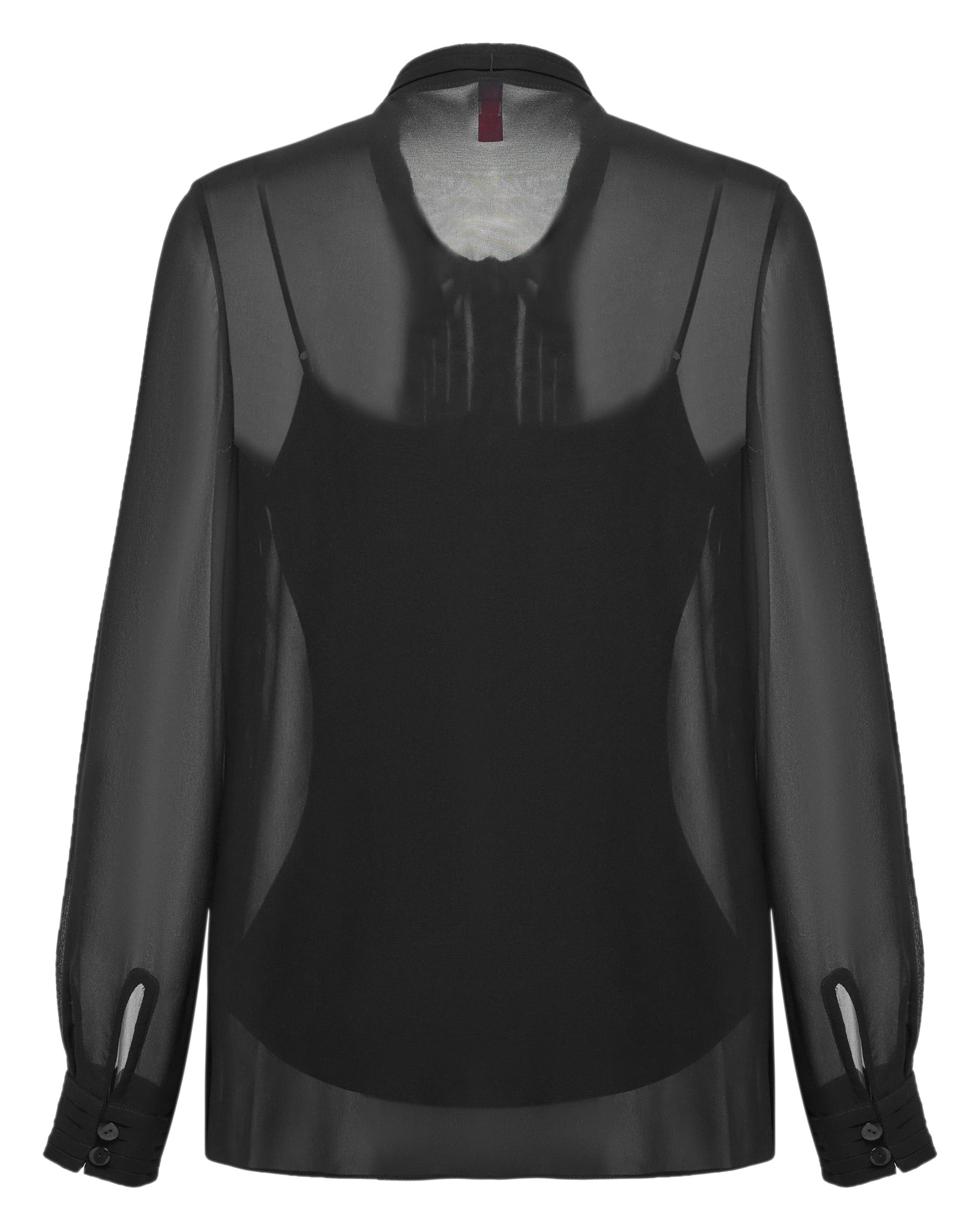 Silk Embrpoidered Collar Button-Down Shirt | Black