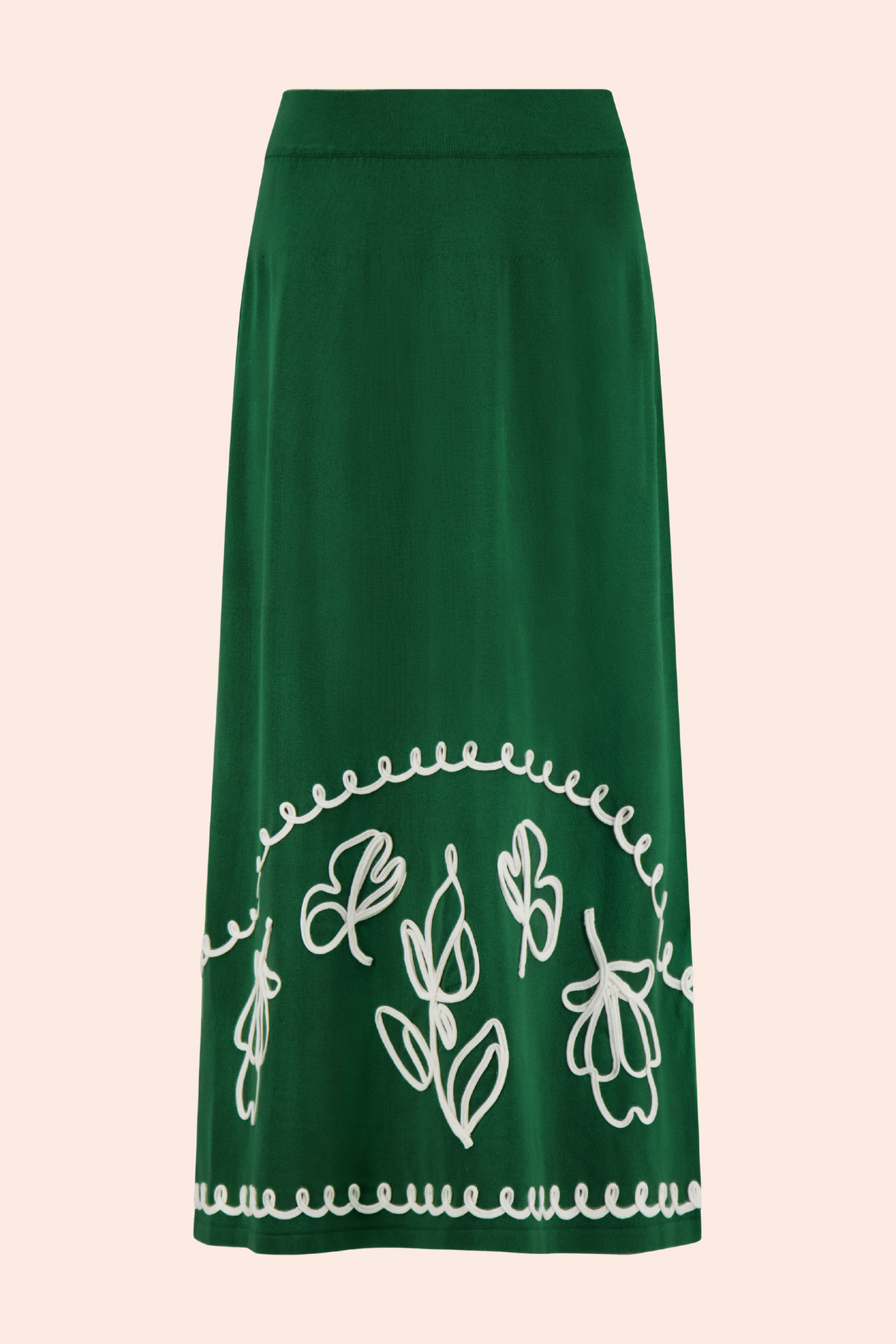 Floral Embroidered Skirt | Green