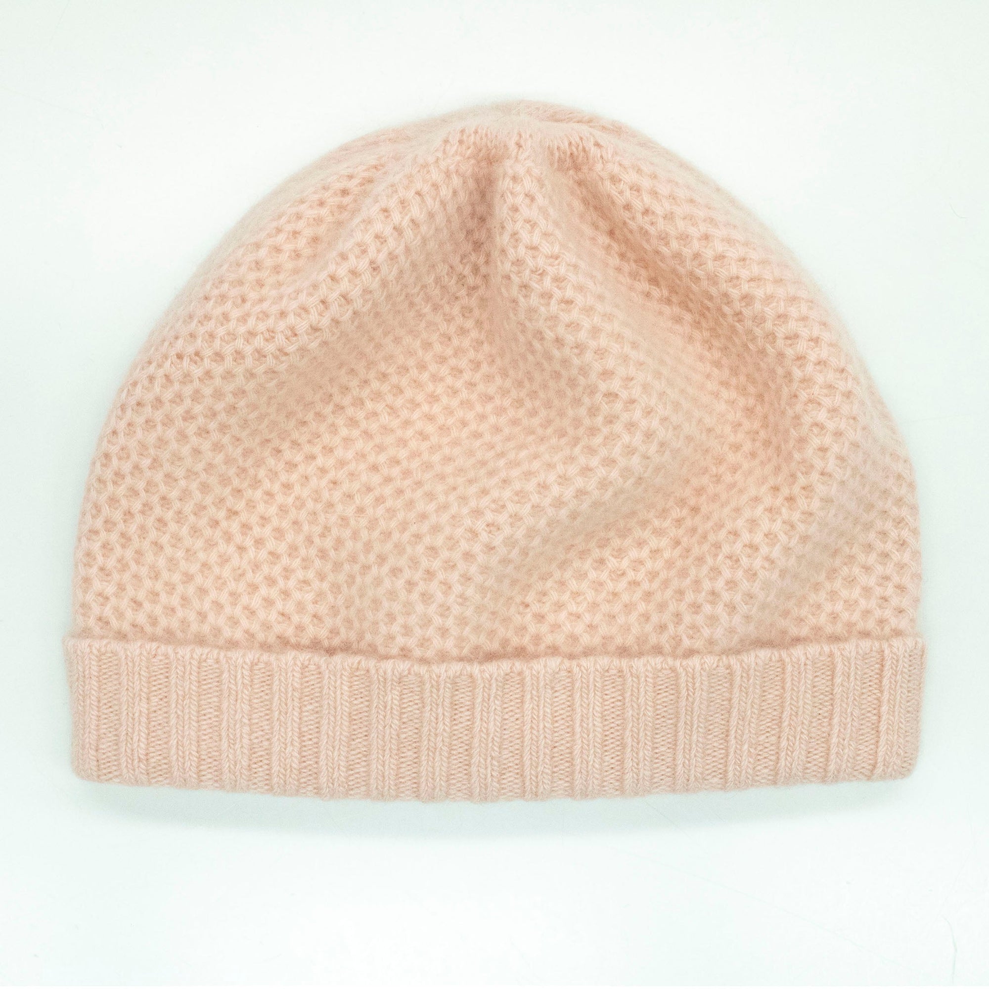 Cashmere Honeycomb Hat With Folded Cuff | Rose Quartz