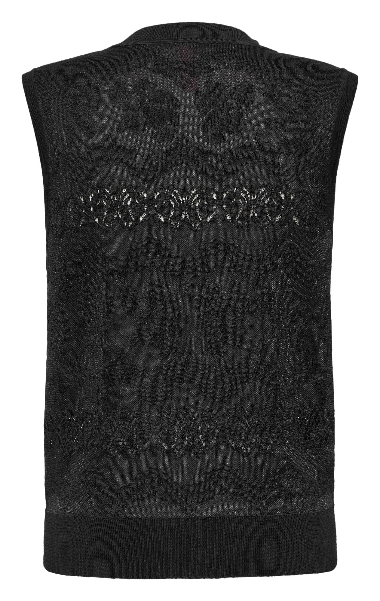 Acetate Sleeveless Round Neck Vest | Black