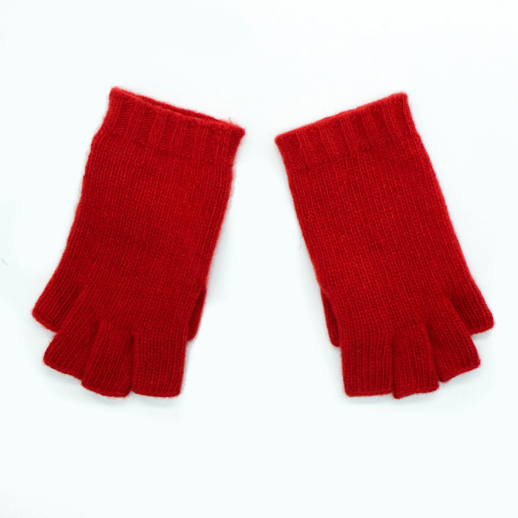 Kids Cashmere Fingerless Gloves | Fire Red