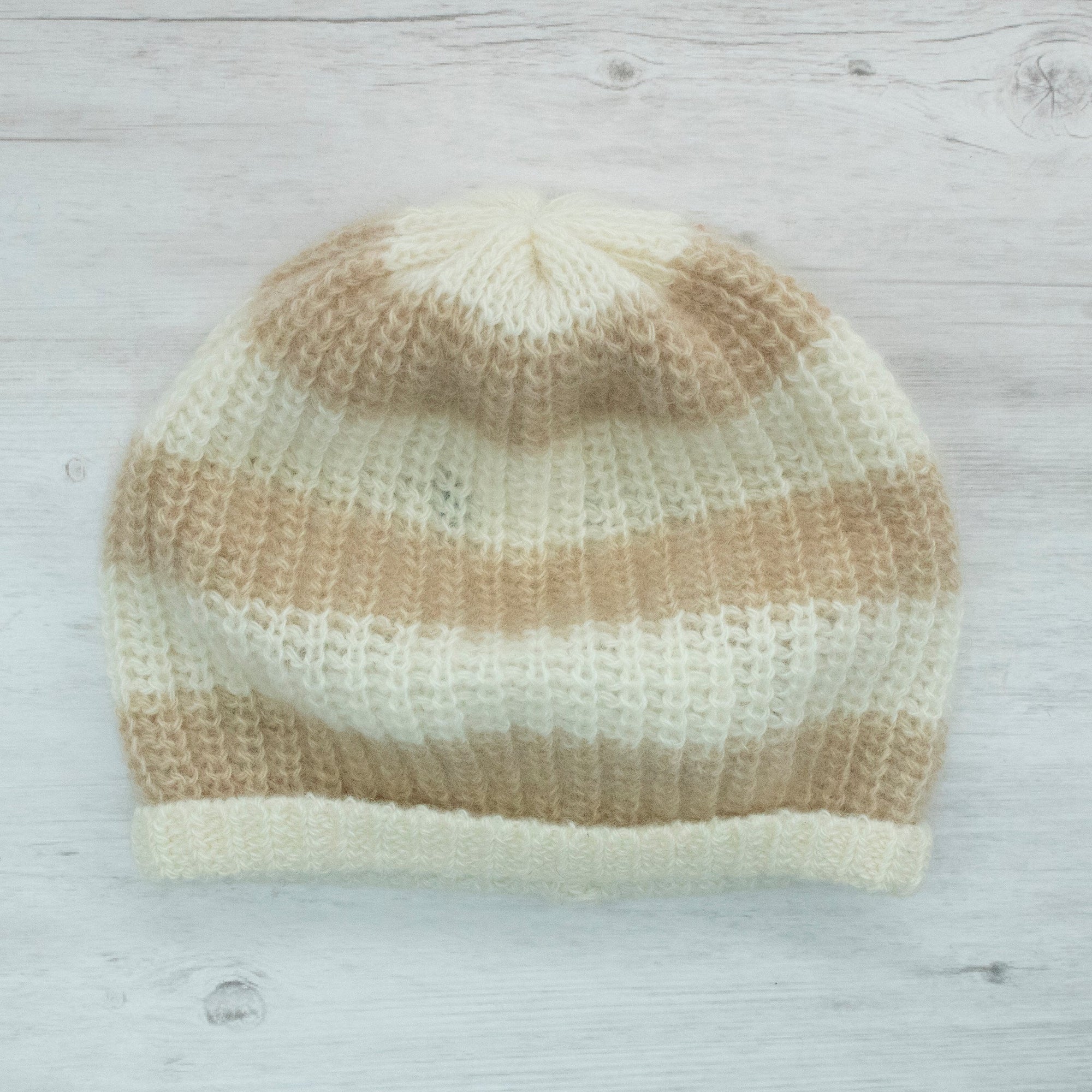 Babies Cashmere Beanie Striped Hat | Oatmeal