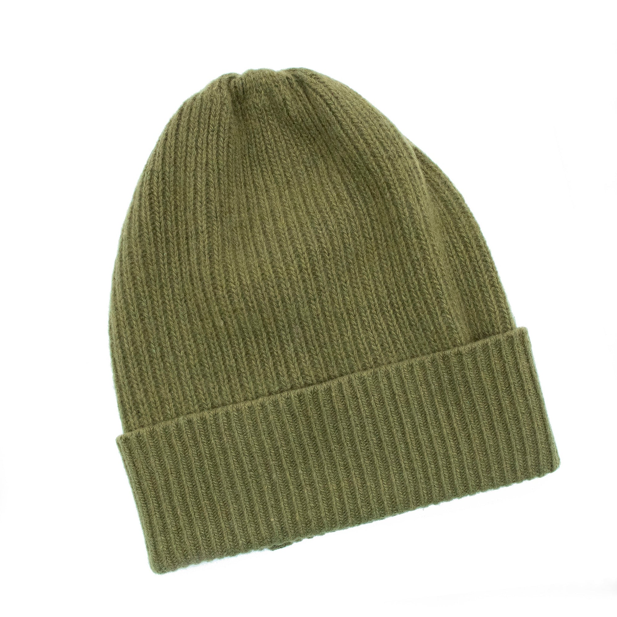 Cashmere Ribbed Beanie | Martini Olive