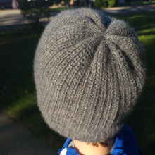 Kids | Cashmere Slouchy Hat with Mood Emoticon | Medium Grey