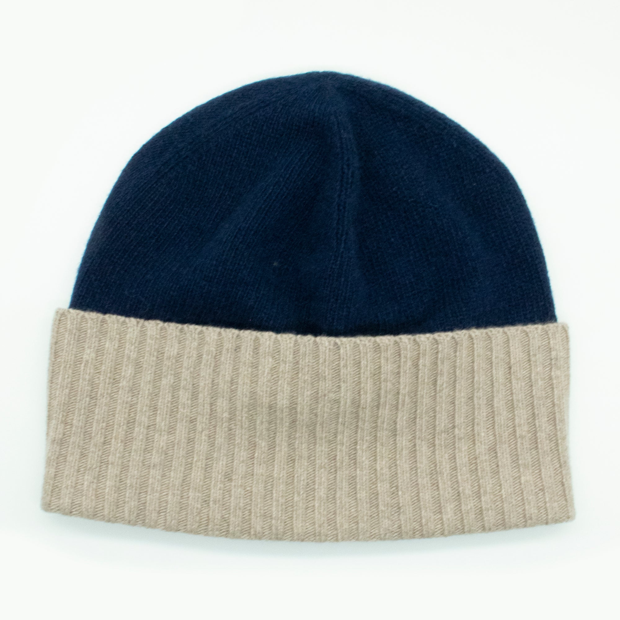 Unisex | Cashmere Hat Colorblock | Navy/Nile Brown