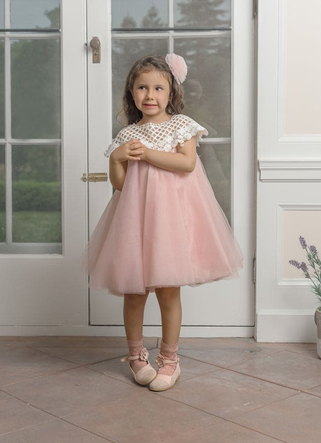 Rosa Pink Tulle Flower Dress | Pink