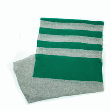 Cashmere Striped Wrap | Light Grey/Green