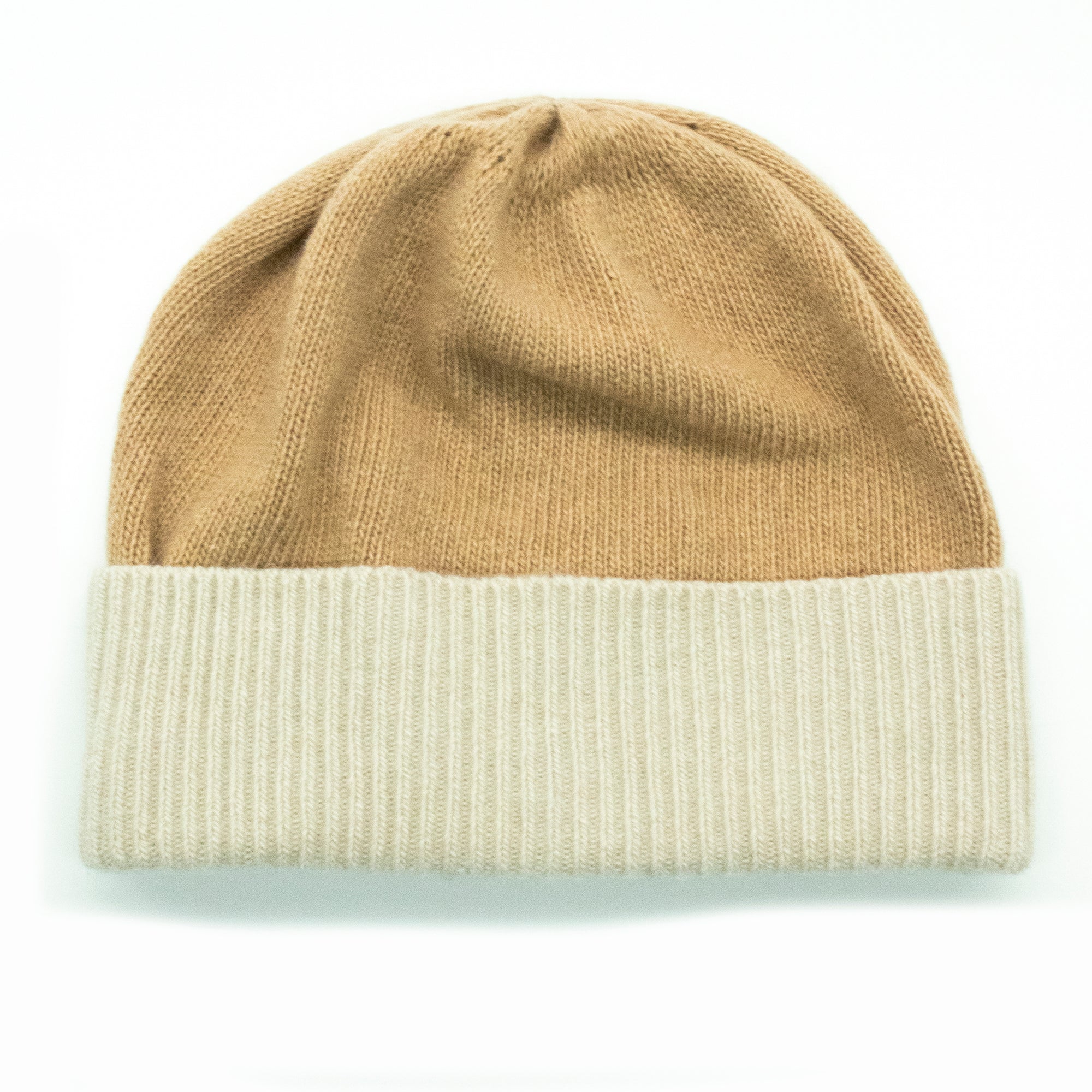 Womens | Cashmere Colorblock Beanie | Camel/Ivory